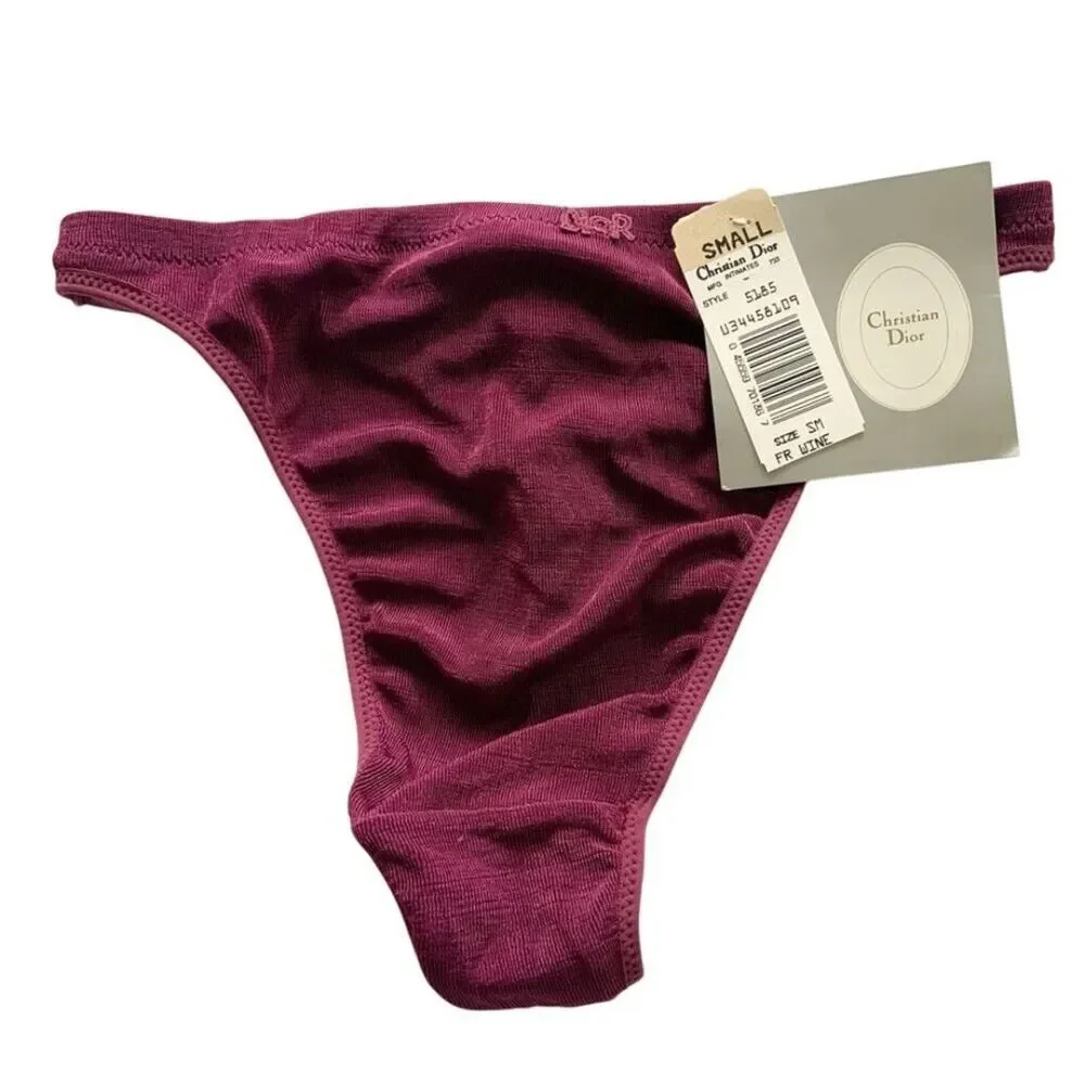 Christian Dior Intimates Vintage Thong Underwear New with Tags Size Small Wine - Picture 6 of 12